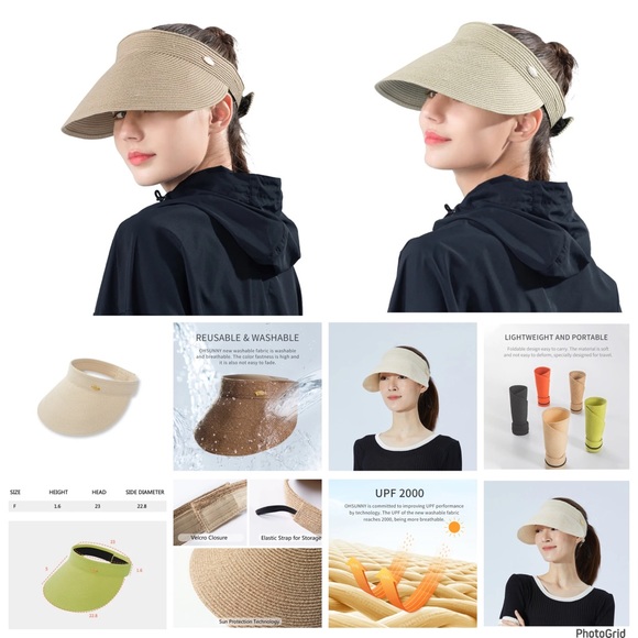 Oh Sunny beige visor hat with carrying bag NWT - Picture 1 of 7